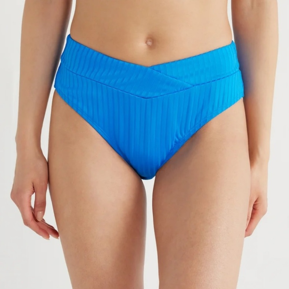 NWT SALT + COVE Womens Textured Blue High Waisted Bikini Bottoms XS extra small